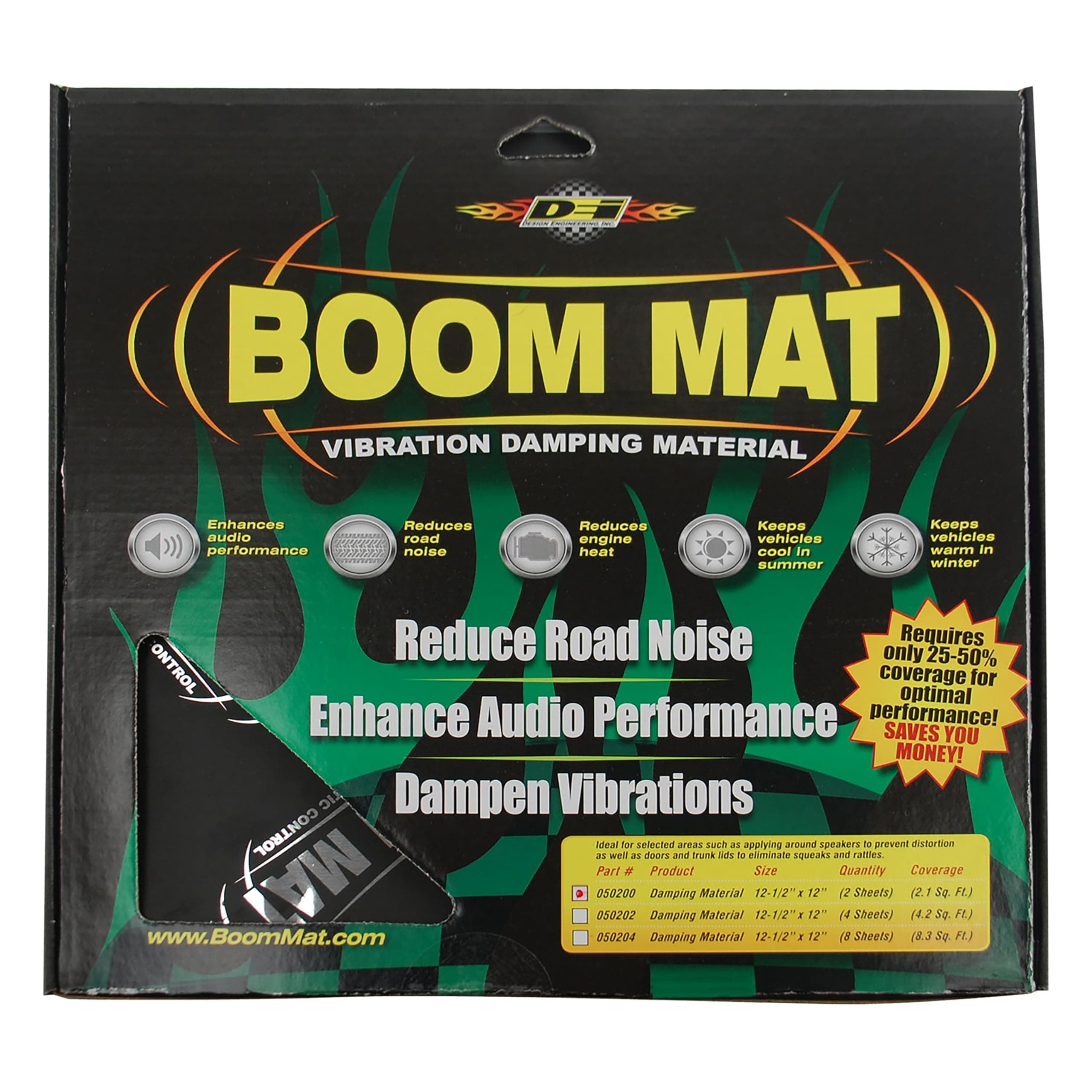 Design Engineering 050204 Boom Mat Sound 2mm Damping Material with Adhesive Backing, 12" x 12.5" (Pack of 8)