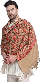 Men's Traditional Kashmiri Lohi Stole Punjabi with Embroidery Patterns 80 inches x 30 inches