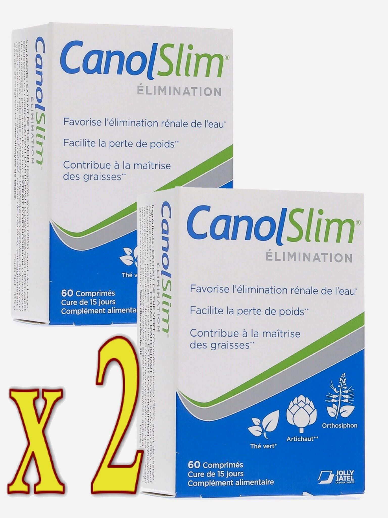 Canol Slim CanolSlim Elimination Artichoke Orthosiphon Green Tea Pack of 2 Boxes of 60 Tablets 30 Day Care