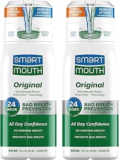 SmartMouth Original Zinc Activated Mouthwash - Instant Fresh Breath Mouthwash - Eliminates Bad Odors and Bad Breath - Alcohol-Free, Sugar-Free, Gluten-Free - Fresh Mint - 16 fl oz (2 Pack)
