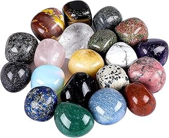 Tumbled Stones and Crystals Bulk, 20 PCS 1/2' - 1' Size Random Assorted of Natural Tumbled Polished Gemstones for Jewelry Making, Decoration, Healing Stone, Reiki, Chakra (Mixed Stones)