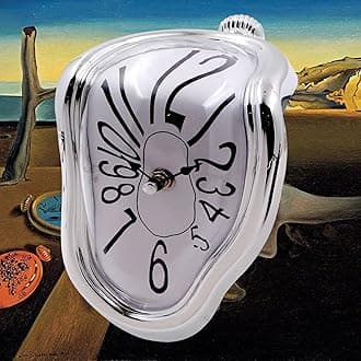 Melting Clock, Salvador Dali Watch Melted Clock for Decorative Home Office Shelf Desk Table Funny Creative Gift, Arab Silver