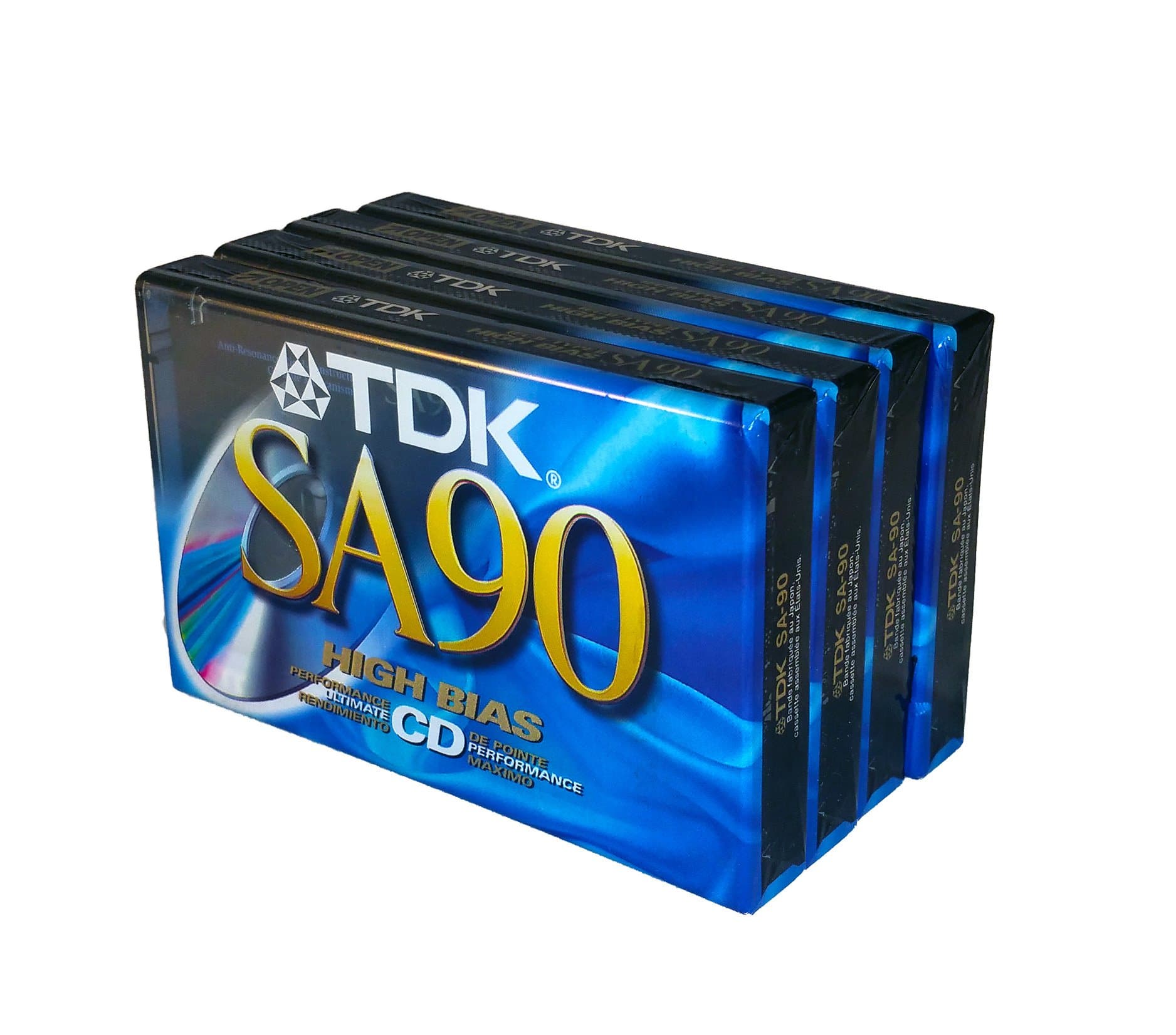 TDK SA 90 High Bias Ultimate CD Performance Blank Audio Cassettes, 4 Pack
