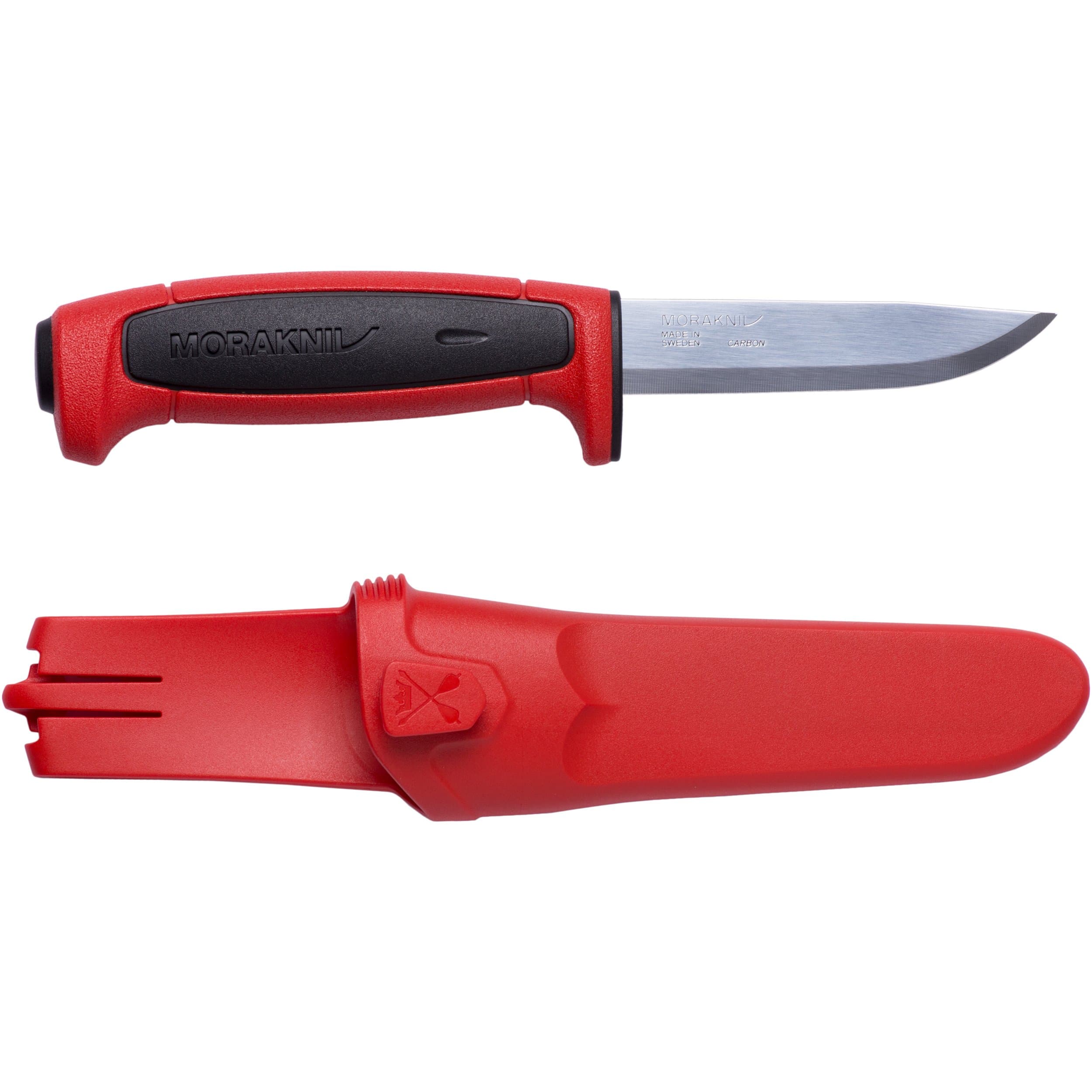 Craftline Basic 511 High Carbon Steel Fixed Blade Utility Knife and Combi-Sheath, 3.6-Inch Blade, Red and Black