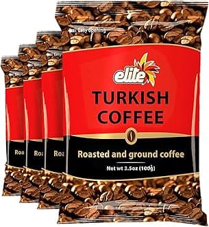 Ground Roasted Turkish Coffee 3.5oz Bag (4 Pack) by Elite