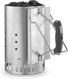Weber Rapidfire Chimney Starter, Standard – Fast‑Lighting Charcoal Starter for Quick & Even Hot Coals, Durable Silver Metal Design for BBQ Grilling