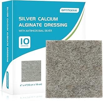 Ag Silver Calcium Alginate Wound Dressing Pads 4"x4" Pack of 10, Soft Silver Dressings for Wound Care, Gentle Highly Absorbent Dressing, Non Stick Gauze Pads for Wounds