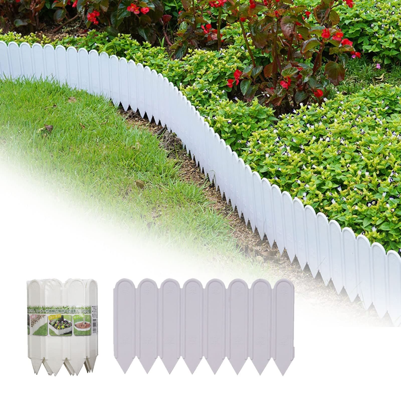 Garden Lawn Edging Border Plastic Edger Roll for Lawns Borders Flower Beds Stones Protect Grass Soil Plant Beds Diy Outdoors Landscaping Plastic Edging Roll Isolation Barrier 3cm,White,27cmx3m