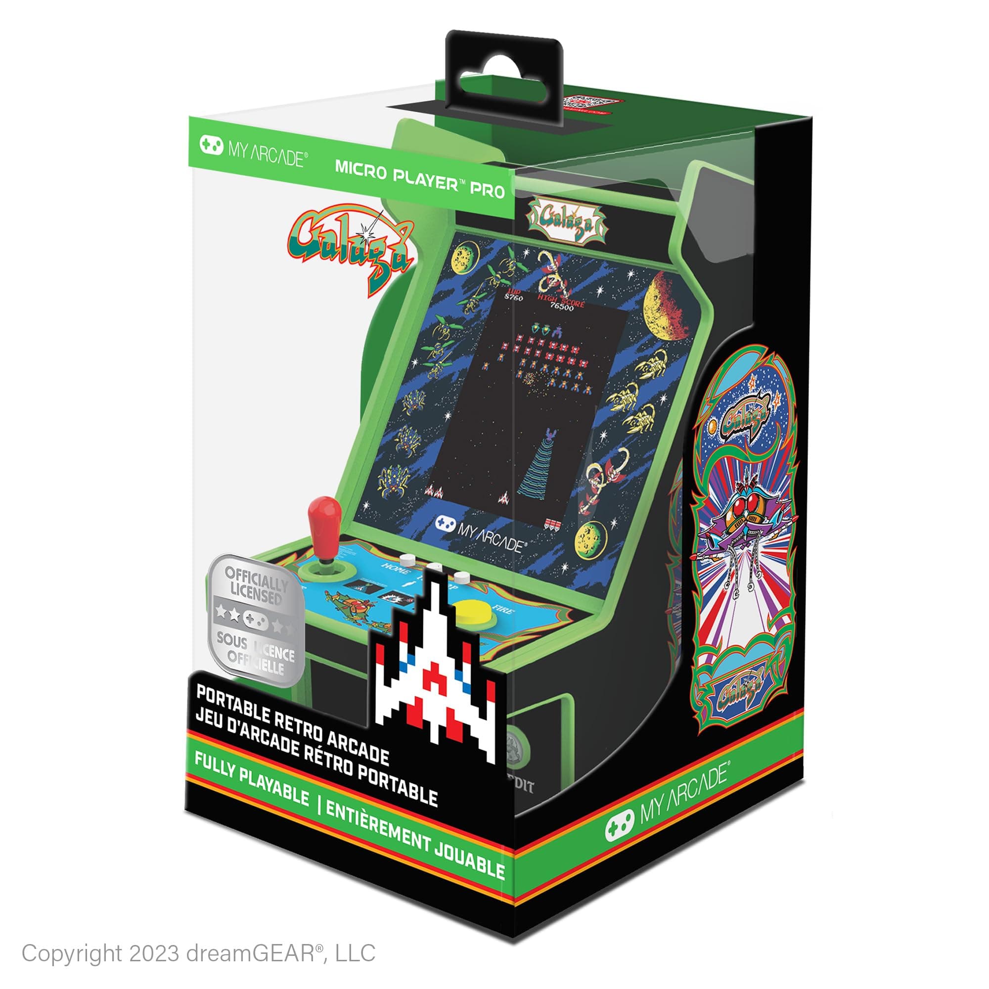 Galaga Micro Player Pro: 2 Games in 1, Mini Arcade Machine, Fully Playable, 6.75 Inch Collectible, Color Display