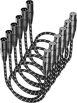 Short XLR Cables, Microphone Cable 2ft Feet 6 Pack, Mic Cord Braided Balanced 3 Pin Connector Male to Female for Mixer, XLR Speaker Systems ect