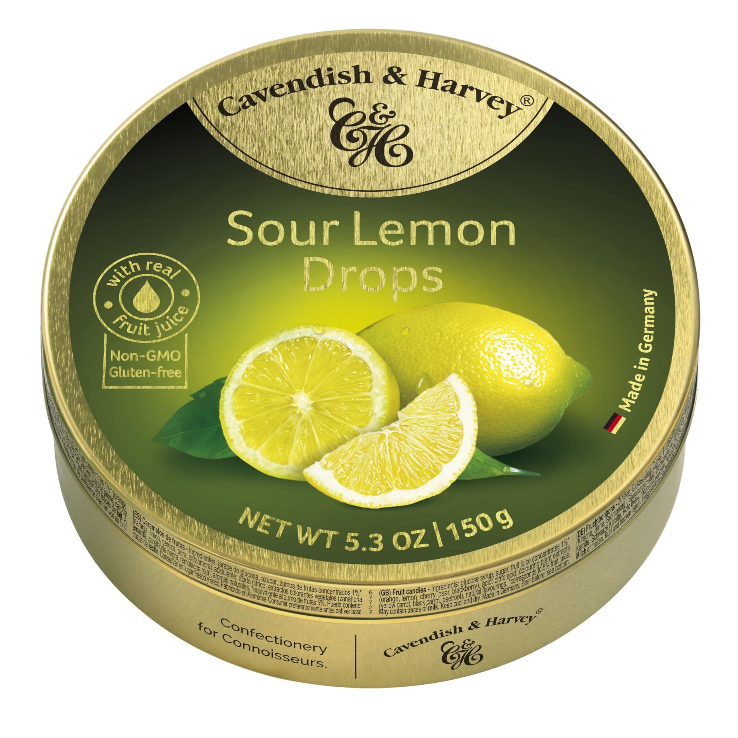 Cavendish And Harvey Fruit Drops Tin - Sour Lemon - 5.3 Oz - Case Of 12