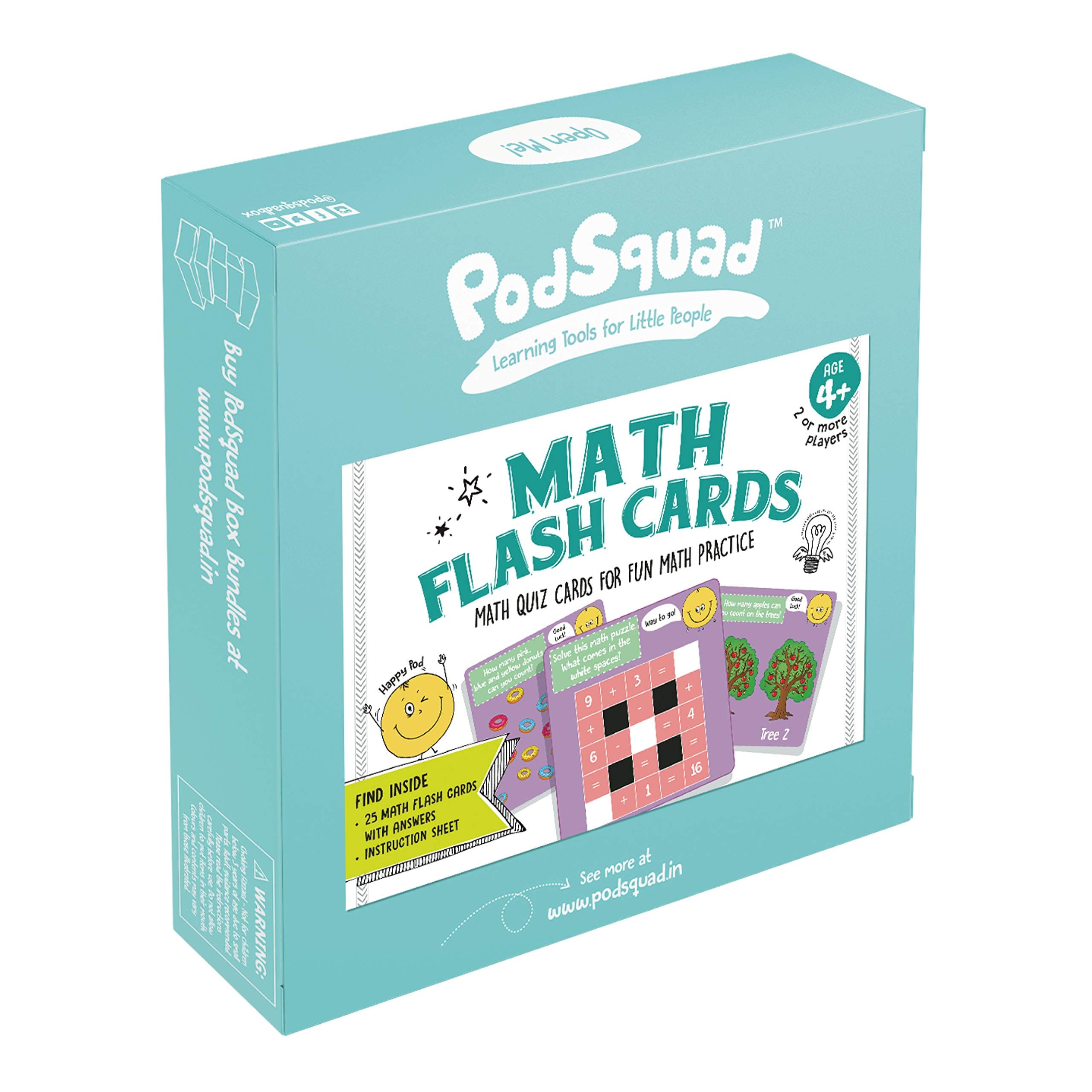 PodSquad Kid's Math Flash Cards and Quiz, Ages 4 Plus, Learning Game Logic and Iq Development