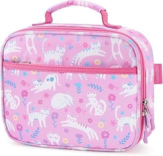 Kids Lunch Box for Girls Toddler, Insulated and Reusable Lunch Bag for School, Flower Cat