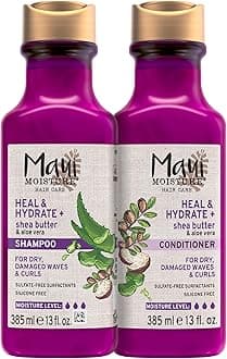 Heal & Hydrate + Shea Butter Shampoo & Conditioner Bundle, Hair Care Set with Shea Butter & Aloe Vera for Dry, Damaged Waves & Curls, Silicone-Free, Two Pack, 2 x 13 fl. oz