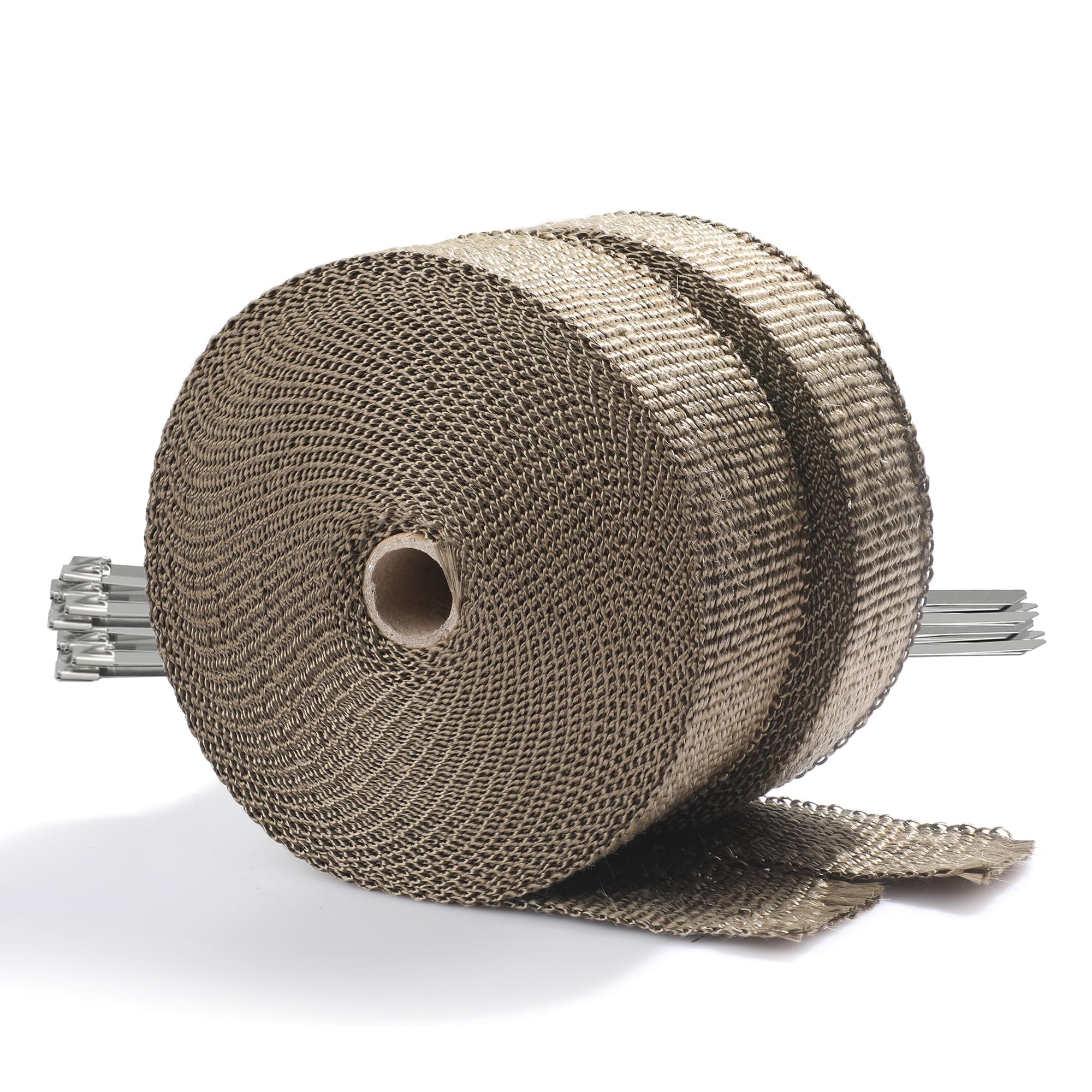 ARTR Titanium Exhaust Header Wrap 2 Rolls (2" x 50' Each roll) Kit with 20pcs 11.8 Inch Stainless Steel Locking Ties