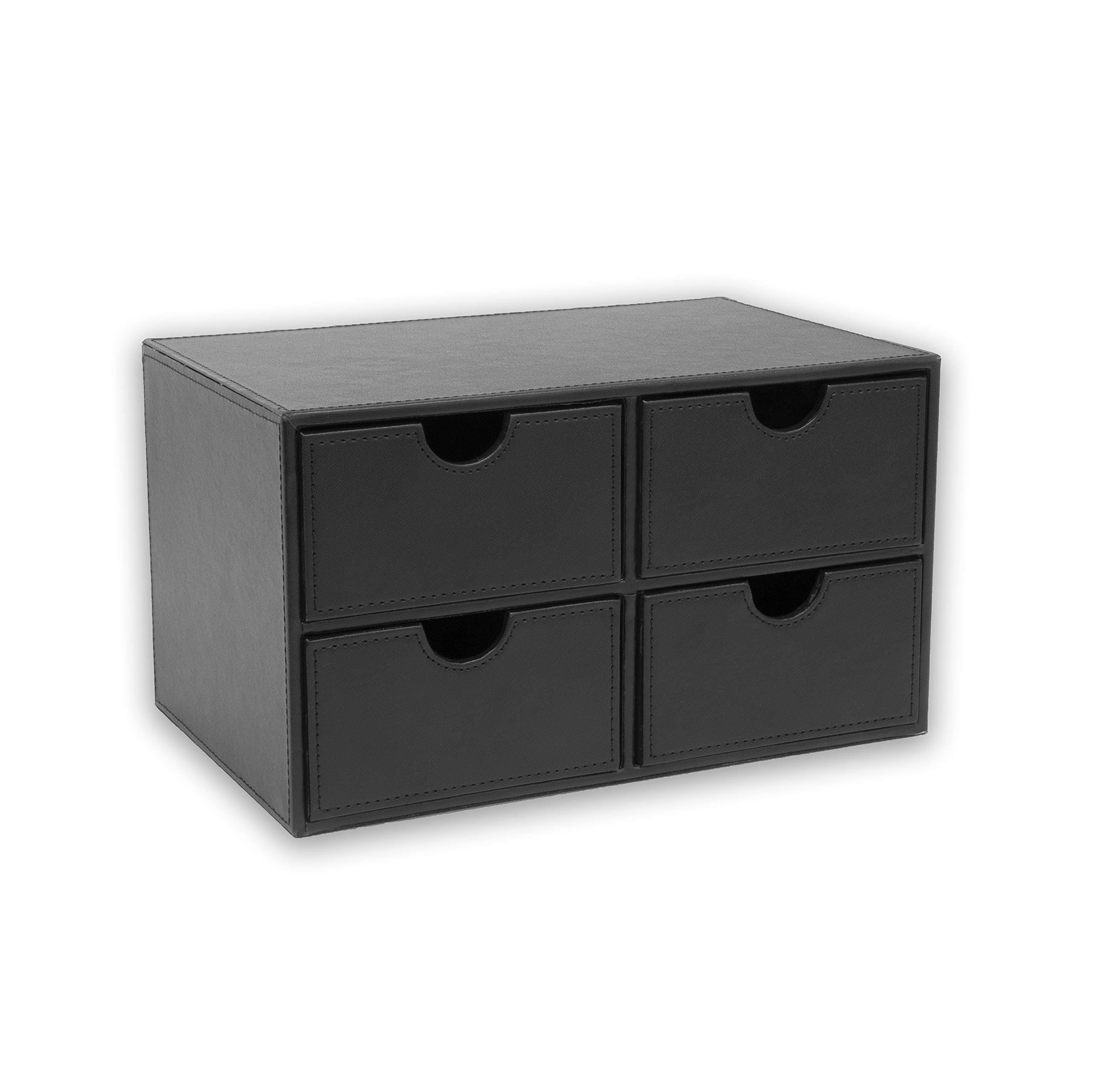 OSCO Faux Leather 4 Drawer Chest - Black
