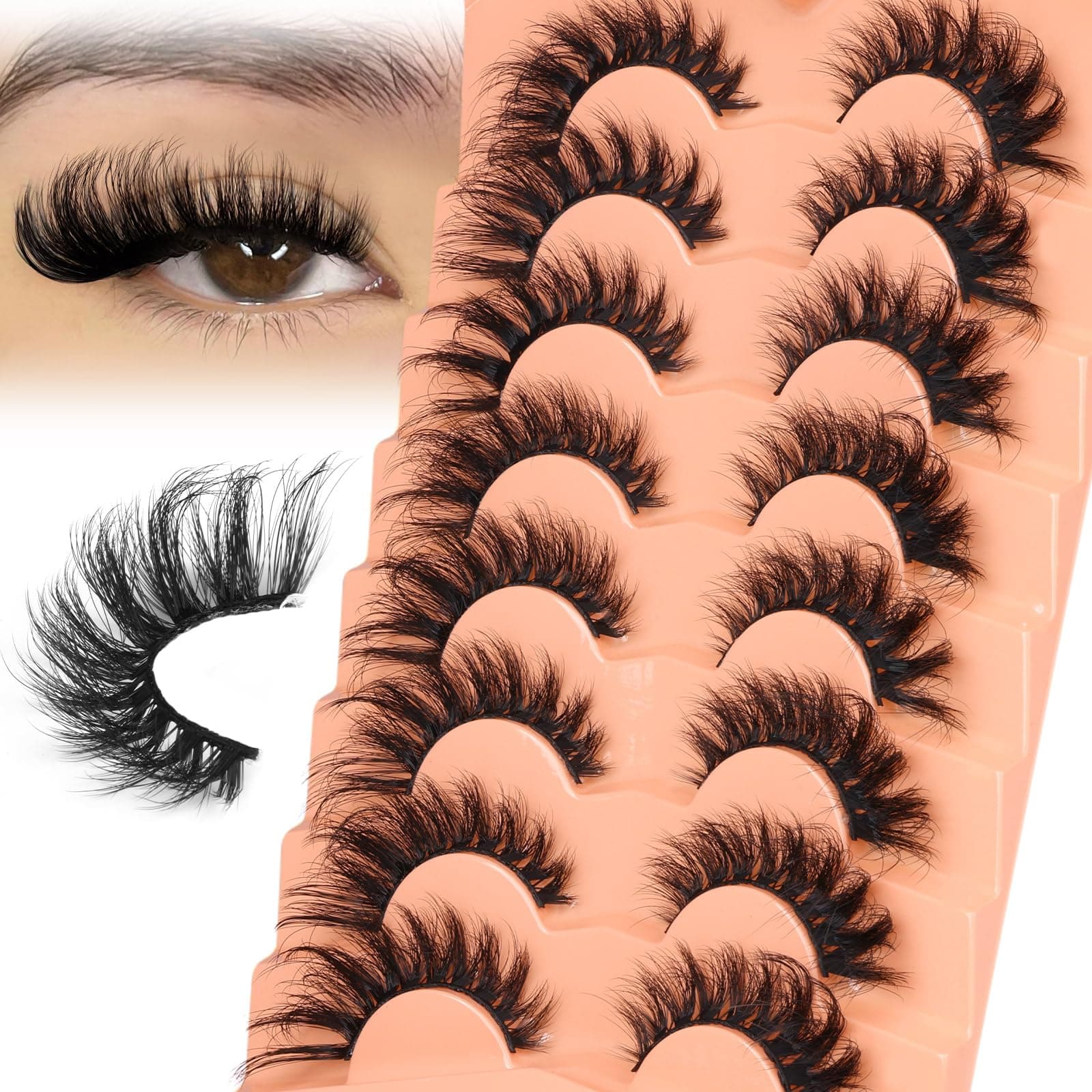 Mink Lashes Cat Eye Volume Fox False Eyelashes Natural 6D D-Curly Fake Soft Handmade That Look Like Extensions Pack