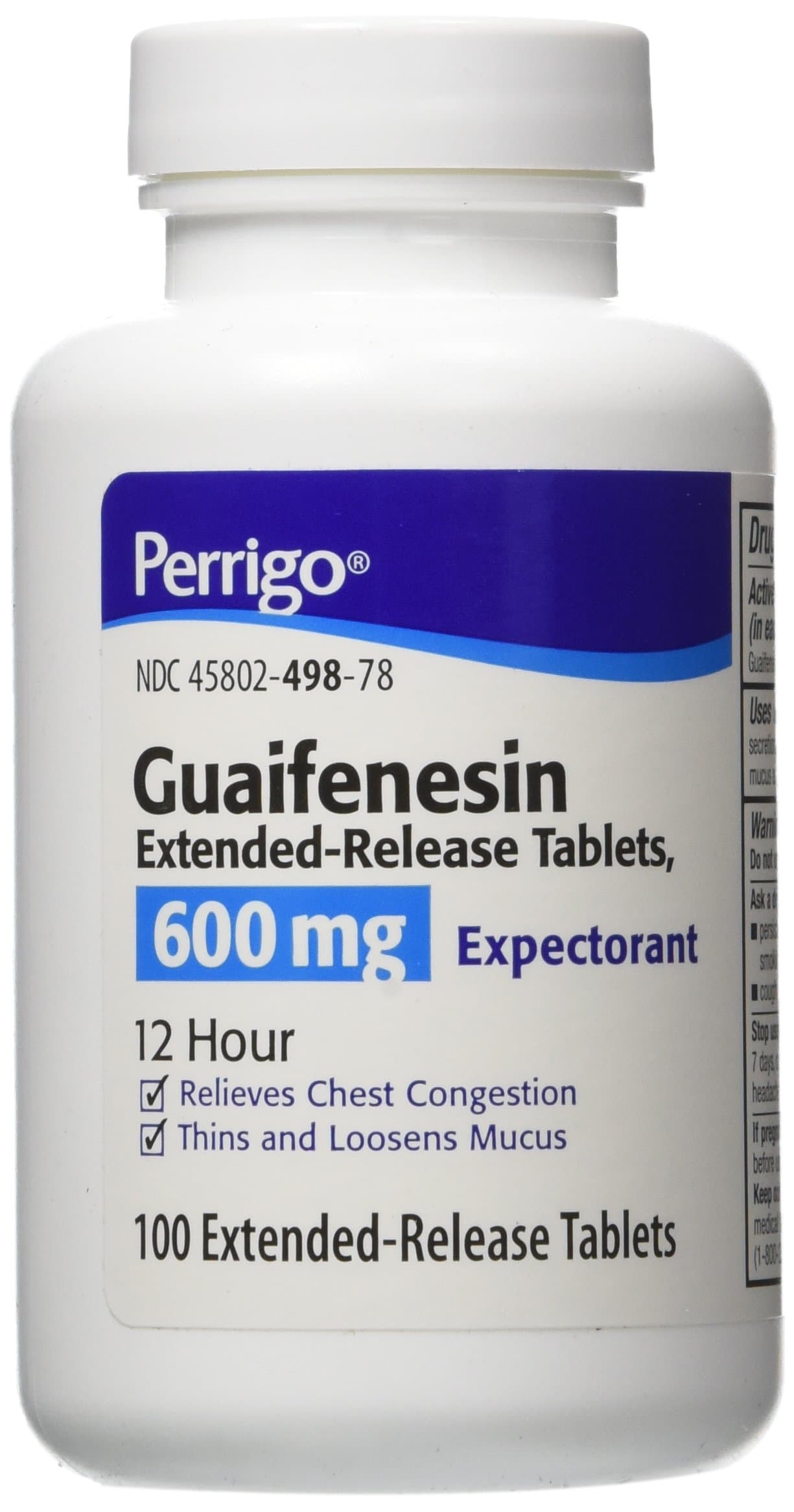 PERRIGO PHARMACEUTICALS Guaifenesin Extended Release Tablets-600mg, (100 Count)