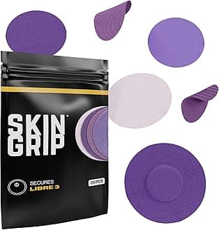 Skin Grip Freestyle Libre 3 Sensor Covers-Waterproof & Sweatproof Adhesive Patches for 10-15 Days (Not for Libre2), Pre-Cut CGM Sensors Cover, Compatible with Instinct Sensors- 20 Pack, Purple