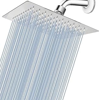 Rain Shower head, High Pressure Shower Head Made of 304 Stainless Steel, Relaxed Shower Experience Even at Low Water Flow and Pressure (8" Chrome)
