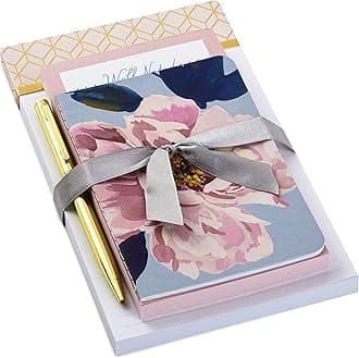 Hallmark Notepad Bundle with Pen, Pretty Pinks (3 Notepads in Assorted Sizes with Gold Pen), ‎5STZ5086