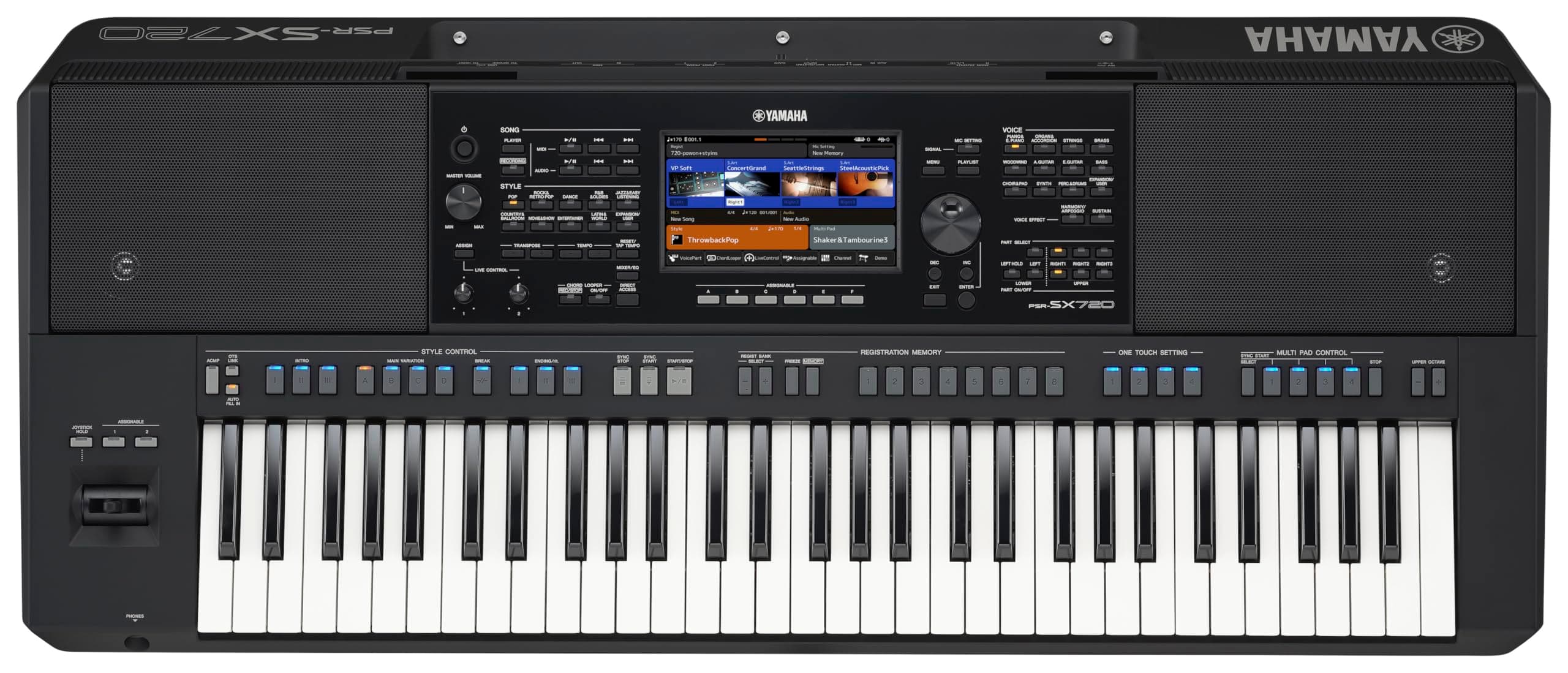 YAMAHA 61 Keys Arranger Keyboard, Multiple Styles and Voices, Assignable Live Control Knobs PSRSX720