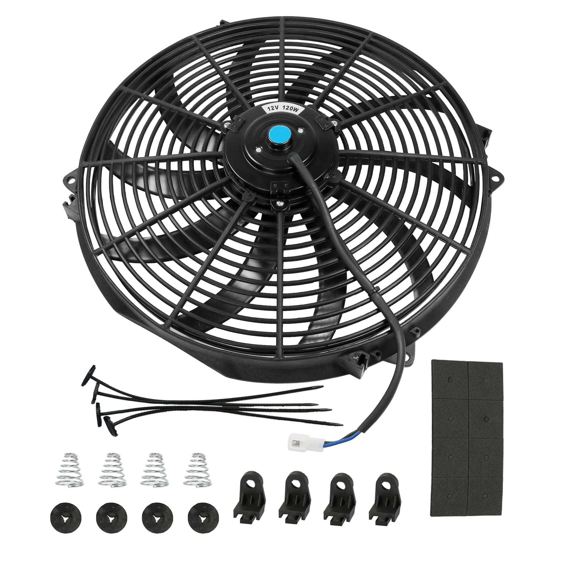 New Universal Slim 16" Inch 12V Pull 1500 CFM Radiator Cooling Fan with Mounting Black