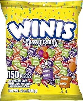 Winis Chewy Candy Original Variety Bag - Taffy Candies 150 individually wrapped pieces- Sharing Size 12 Oz Bag Halloween Assortment Mix