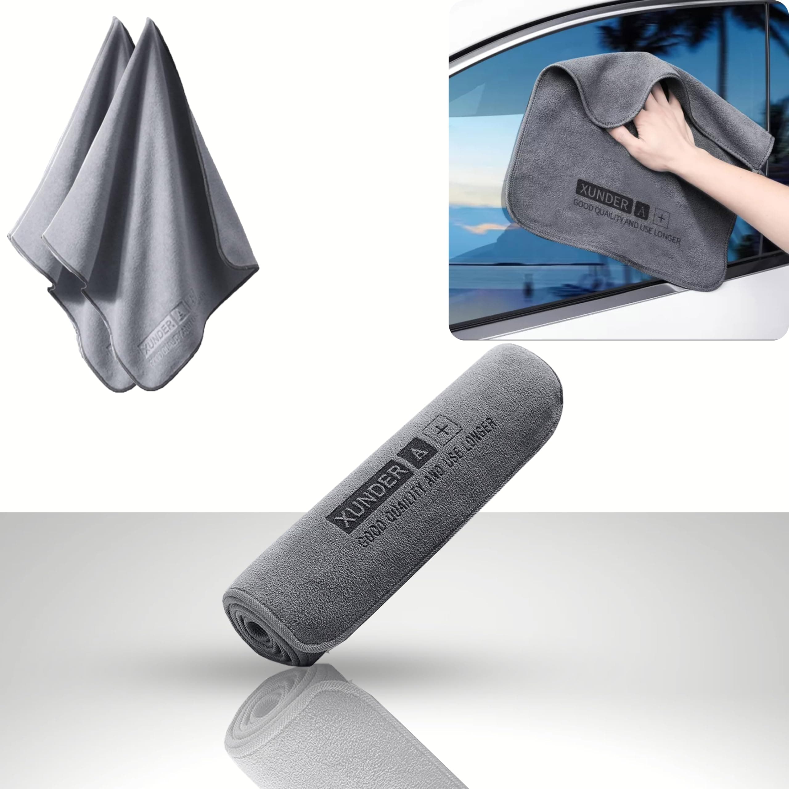 Lellow Super Soft & Quick Absorbent 600 GSM 30 x 30 cm | Microfiber Cloth Hand & Face Towels, Gym & Workout Napkin - (Ash Grey, Pack of 2)