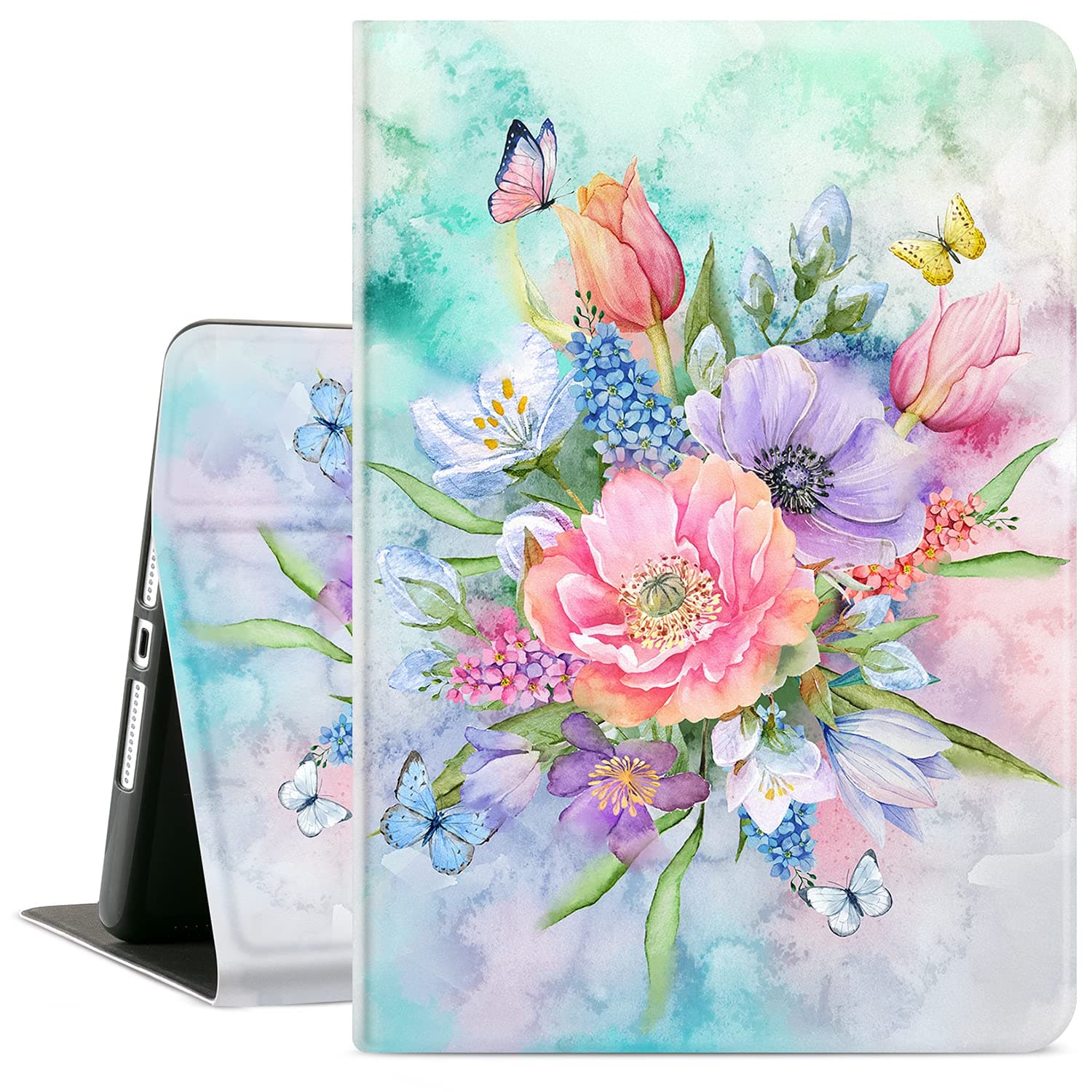 Cutebricase iPad 10.2 Case for iPad 9th Generation, 8th Generation 2020, 7th Generation iPad Case 2019, Multi-Angle View Adjustable Stand Auto Wake/Sleep, Bouquet Flowers