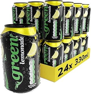 Green Lemonade - Low Calorie Soft Drinks - Sparkling Lemon Flavour with 7% Natural Juice - No Added Sugar, Sweetened with Stevia, No Aspartame - Alternative Fizzy Drink - Bulk Pack 24 Cans x 330ml
