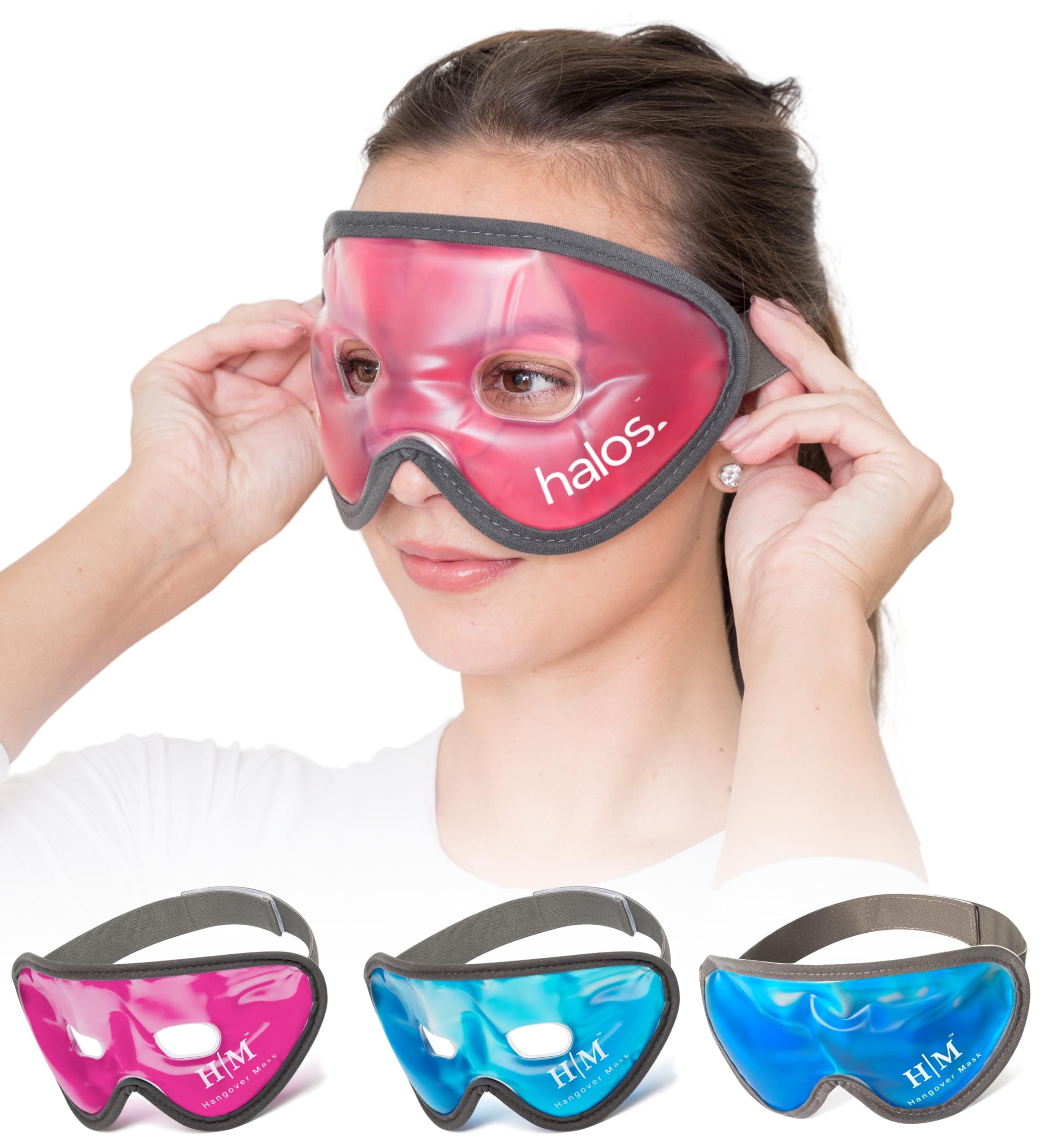 Gel Eye Mask - Reusable Cooling Eye Mask with Adjustable Straps - Cold Mask for Puffy Eyes, Dark Circles and Hangovers - Eyes Ice Pack Compress for Sinus, Headaches & Puffiness, Pink