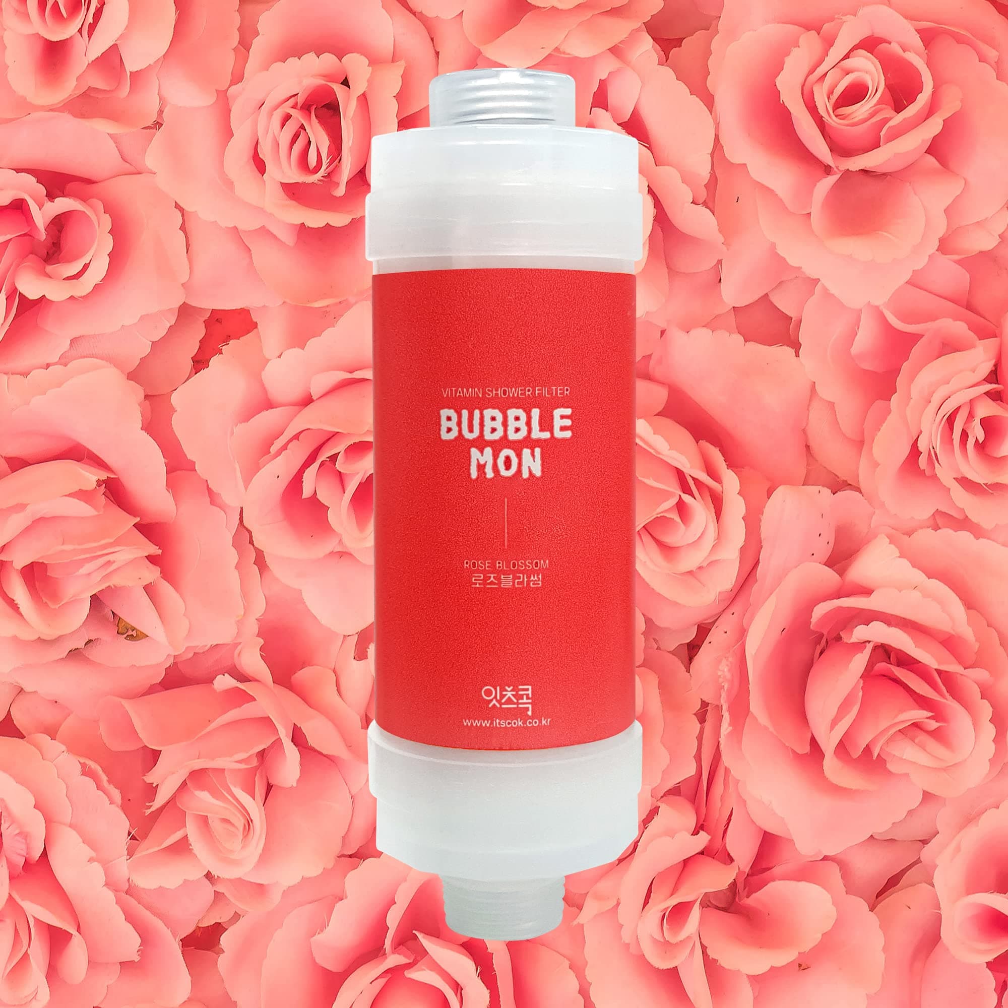 [Suitable for Any Shower Head] BUBBLEMON Vitamin C Shower Filter,Rose Scent,Made in Korea,Hard Water Softer,Chlorine Reduction,Aroma Therapy,Shower Head Filter for Skin and Hair,Easy Installation