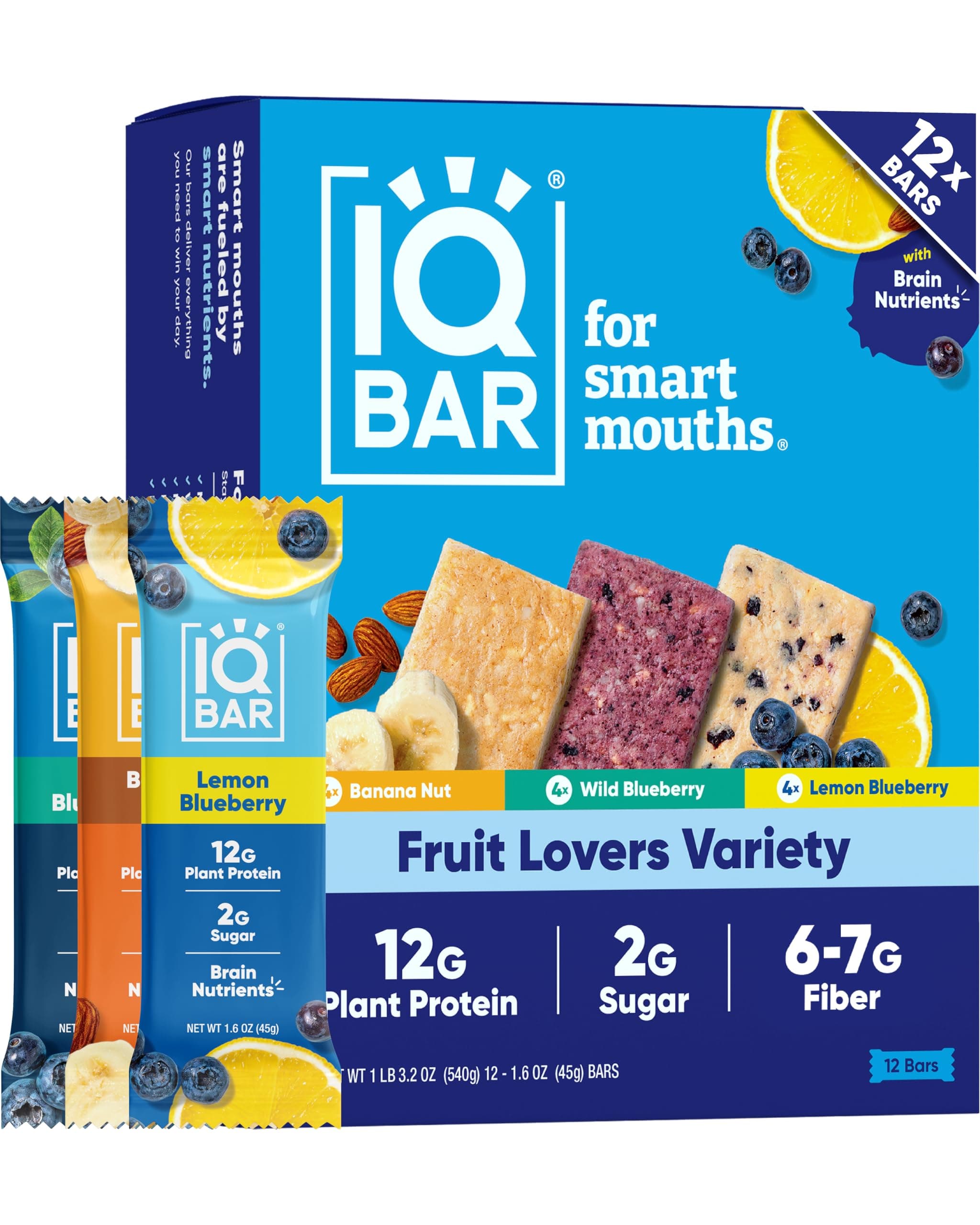 IQBAR Fruit Lovers Variety Pack (Variety Pack), 1.6 oz (45 g), 3 Types x 4, 12 Packs