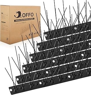 OFFO Black Bird Spikes Pre-Assembled for Pigeons Birds, Cover 24 Feet Durable Bird Spikes with Stainless Steel for Fence Roof Mailbox Window