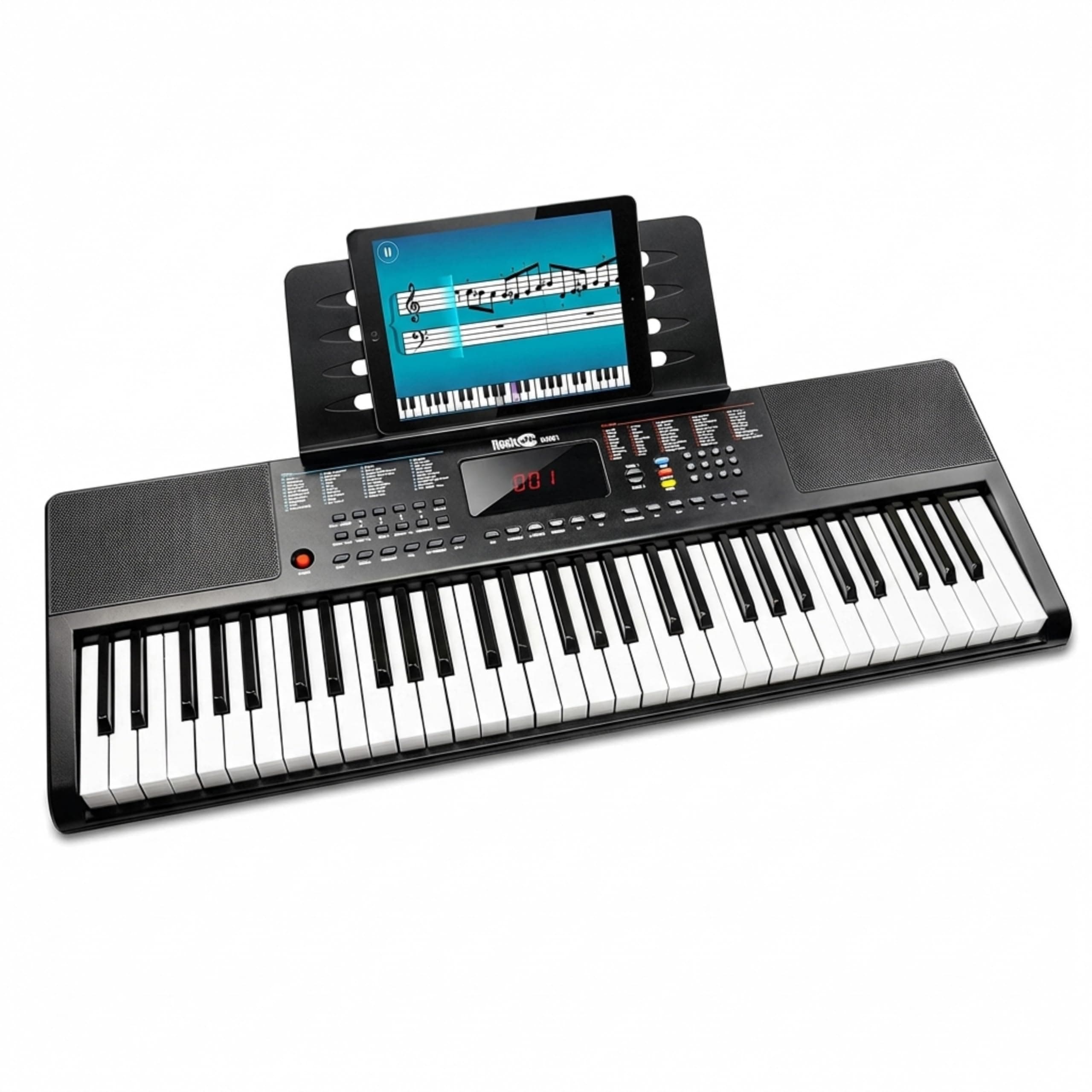 61-Key Compact Keyboard Piano with LED Display, Keynote Stickers & Lessons