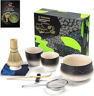 TEANAGOO Matcha Whisk Set 7pcs+2Cups(7.2oz),Ceramic Matcha Set,Matcha Kit for Ceremony,Matcha Tea Set for Making Breakfast,Matcha Whisk and Bowl with Matcha Scoop&Sifter,Gift for Matcha Lover