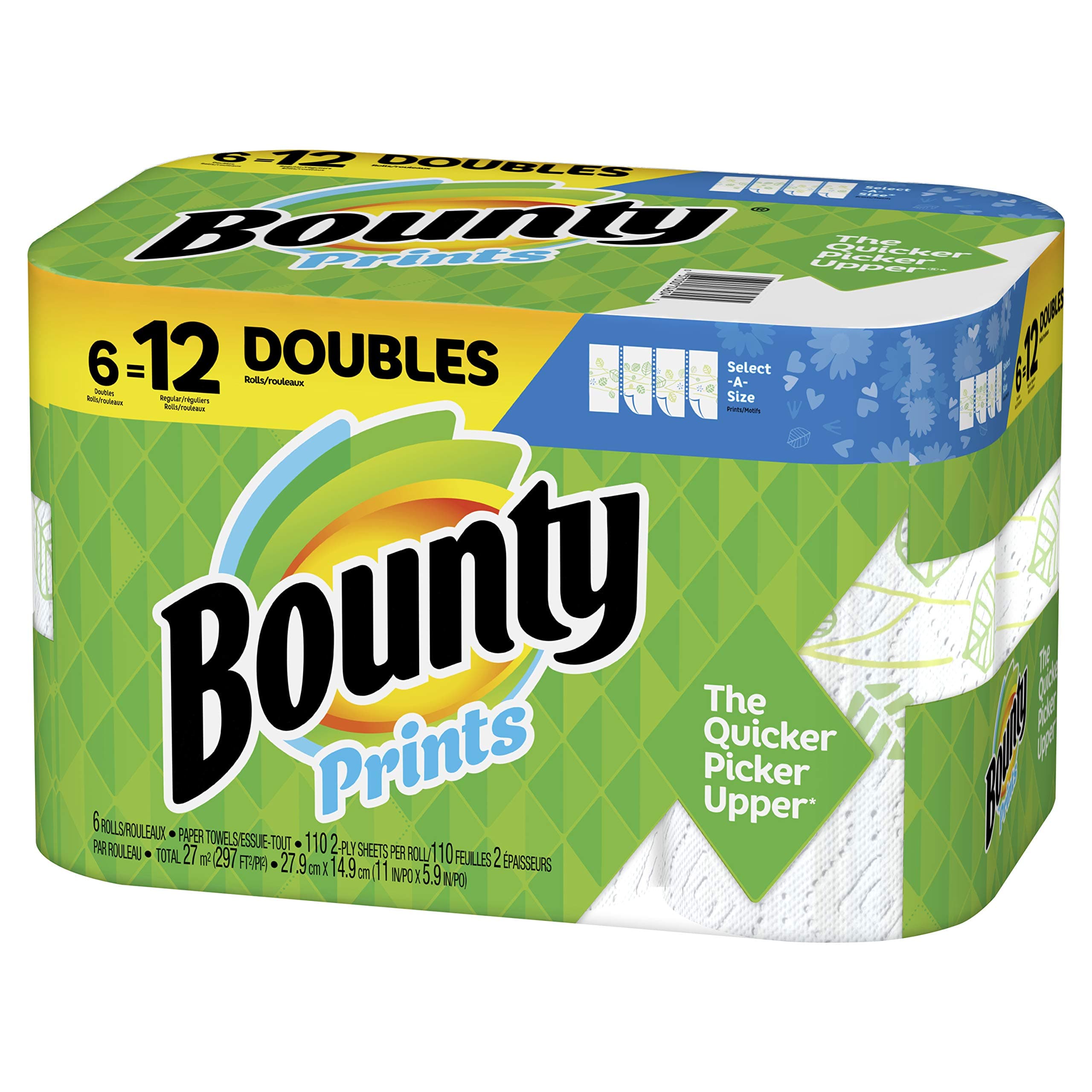 Select-A-Size Paper Towels, Print, 6 Double Rolls = 12 Regular Rolls