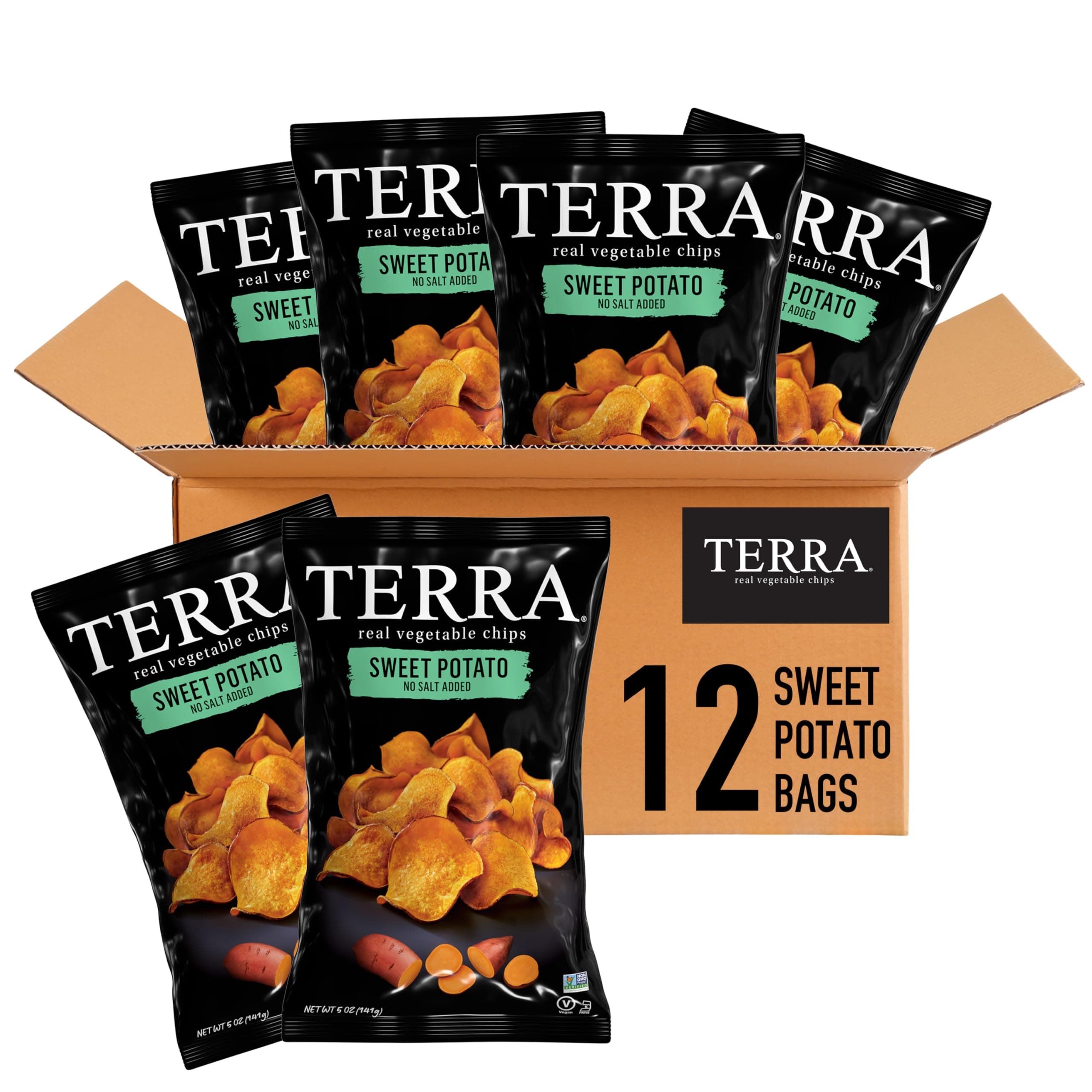 Vegetable Chips, Sweet Potato Chips, No Salt Added, 5 Oz (Pack of 12)