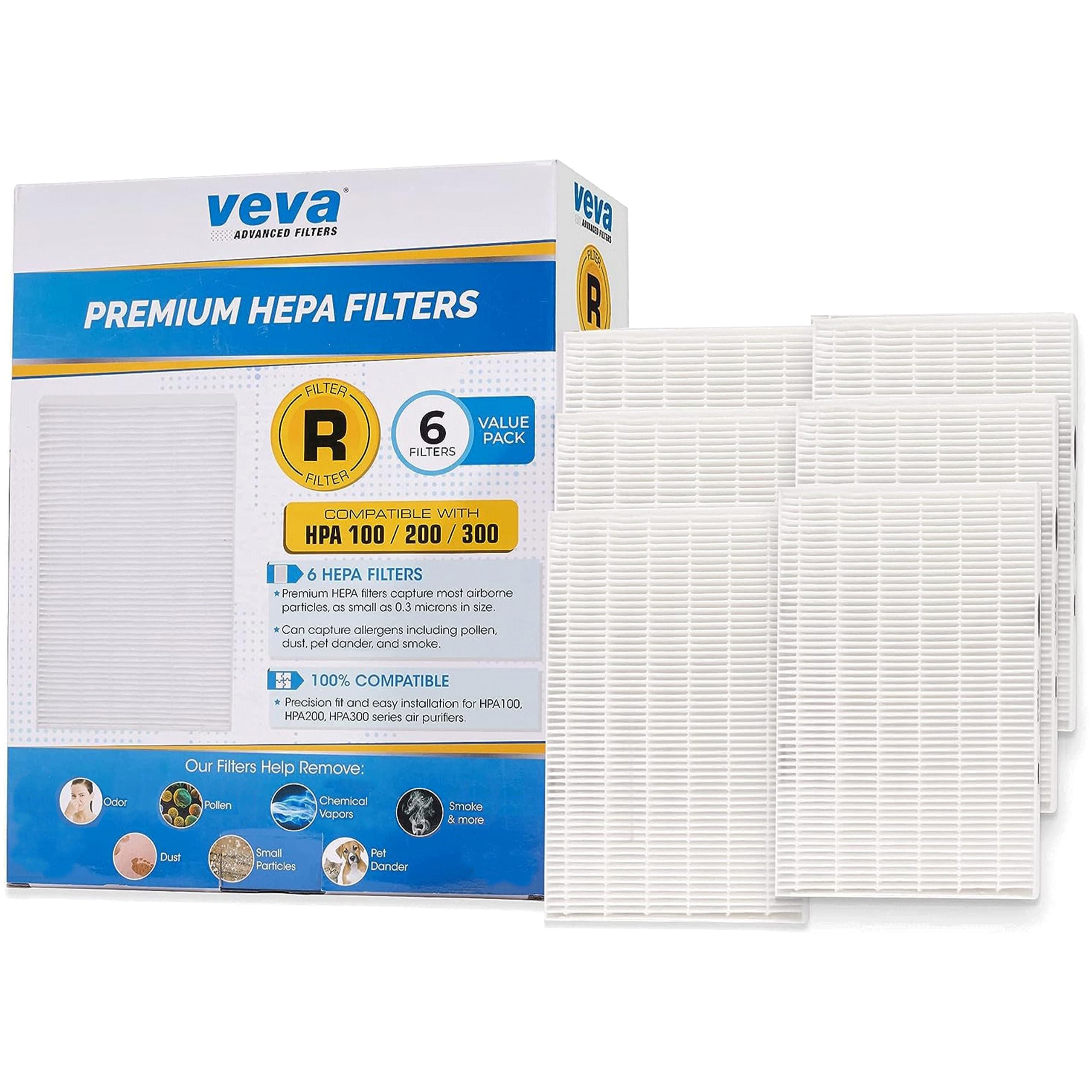 HEPA Filter Replacement 6 Pack - Compatible w/Honeywell Air Purifier Series HPA090, HPA100, HPA200, HPA250 & HPA300