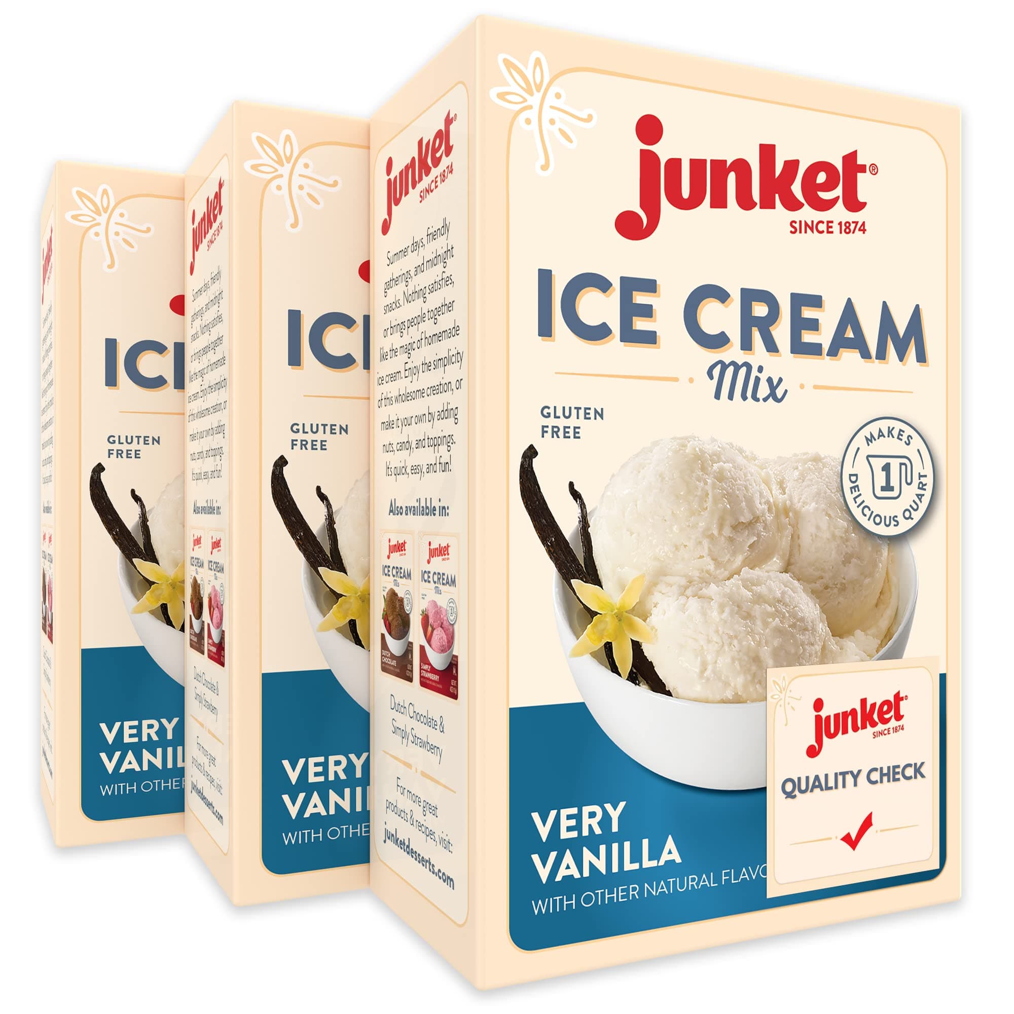 Vanilla Ice Cream Mix: Makes 3 Quarts Old Fashioned Homemade Ice Cream for Ice Cream Maker or Hand Stir - Just Add Milk and Cream, Chill, and Enjoy. Quick and Easy! 4 oz Box of Powdered Ice