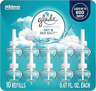 PlugIns Refills Air Freshener, Sky & Sea Salt, Scented and Essential Oils for Home and Bathroom, 0.67 Fl Oz, 10 Count