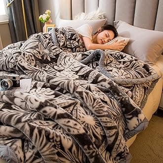 LGYKUMEG Heavy Winter Fleece Plush Blanket King Size,Korean Mink Blanket,Silky Soft And Warm, 2 Ply Reversible Raschel Bed Blanket,Leaves,150x200cm