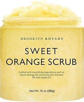 Sweet Orange Body Scrub - Moisturizing and Exfoliating Body, Face, Hand, Foot Scrub - Fights Stretch Marks, Fine Lines, Wrinkles - Great Gifts for Women & Men - 10 oz