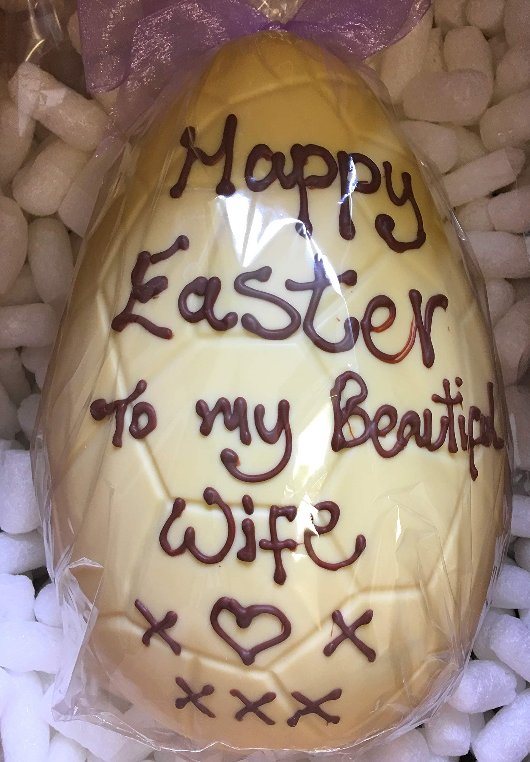 Gigantic Belgian Chocolate Personalised Handmade Easter Egg 1.2kg (white Chocolate)