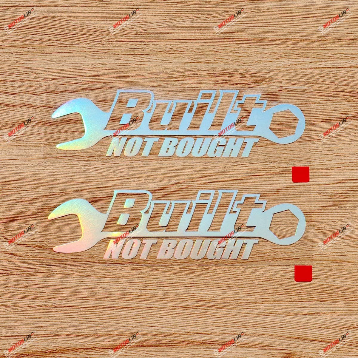 Built Not Bought Decal Sticker Vinyl JDM Euro Drift Racing - 2 Pack Holographic Iridescent Oil Slick Colorful, 6 Inches - No Background Die-Cut