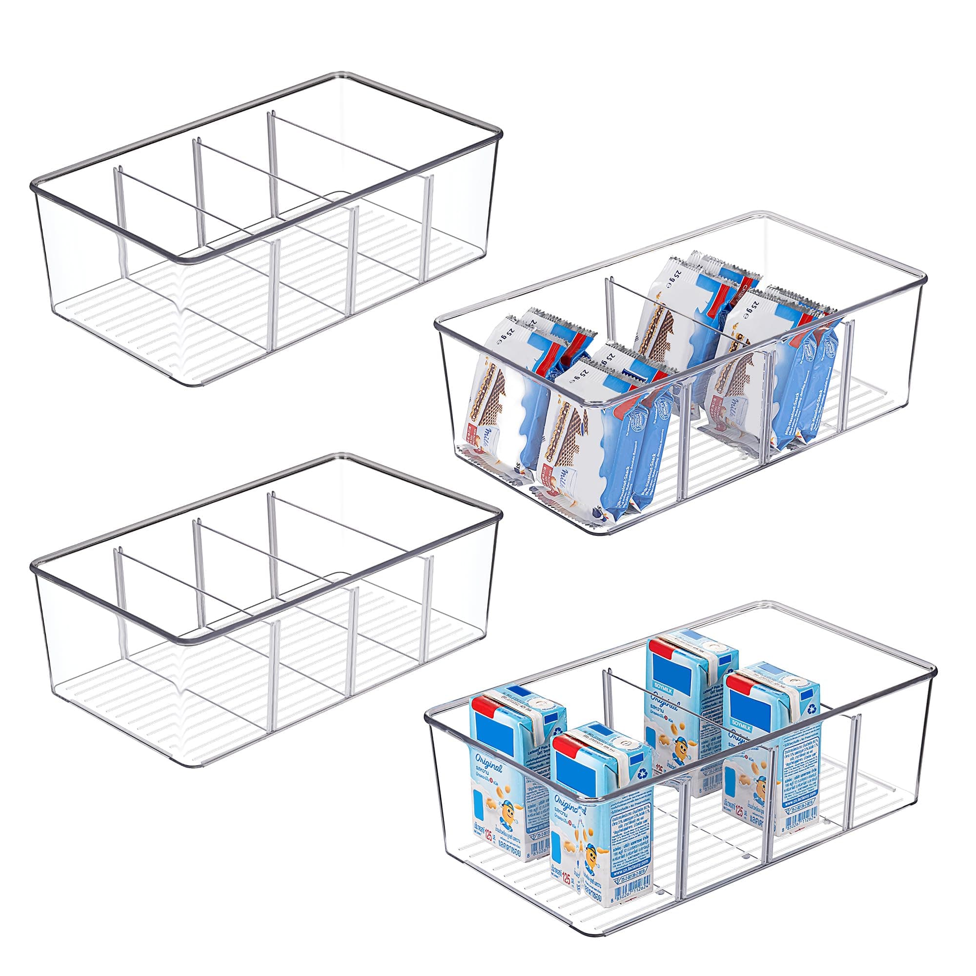Vtopmart 4 Pack Food Storage Organizer Bins, Clear Plastic Bins for Pantry, K...