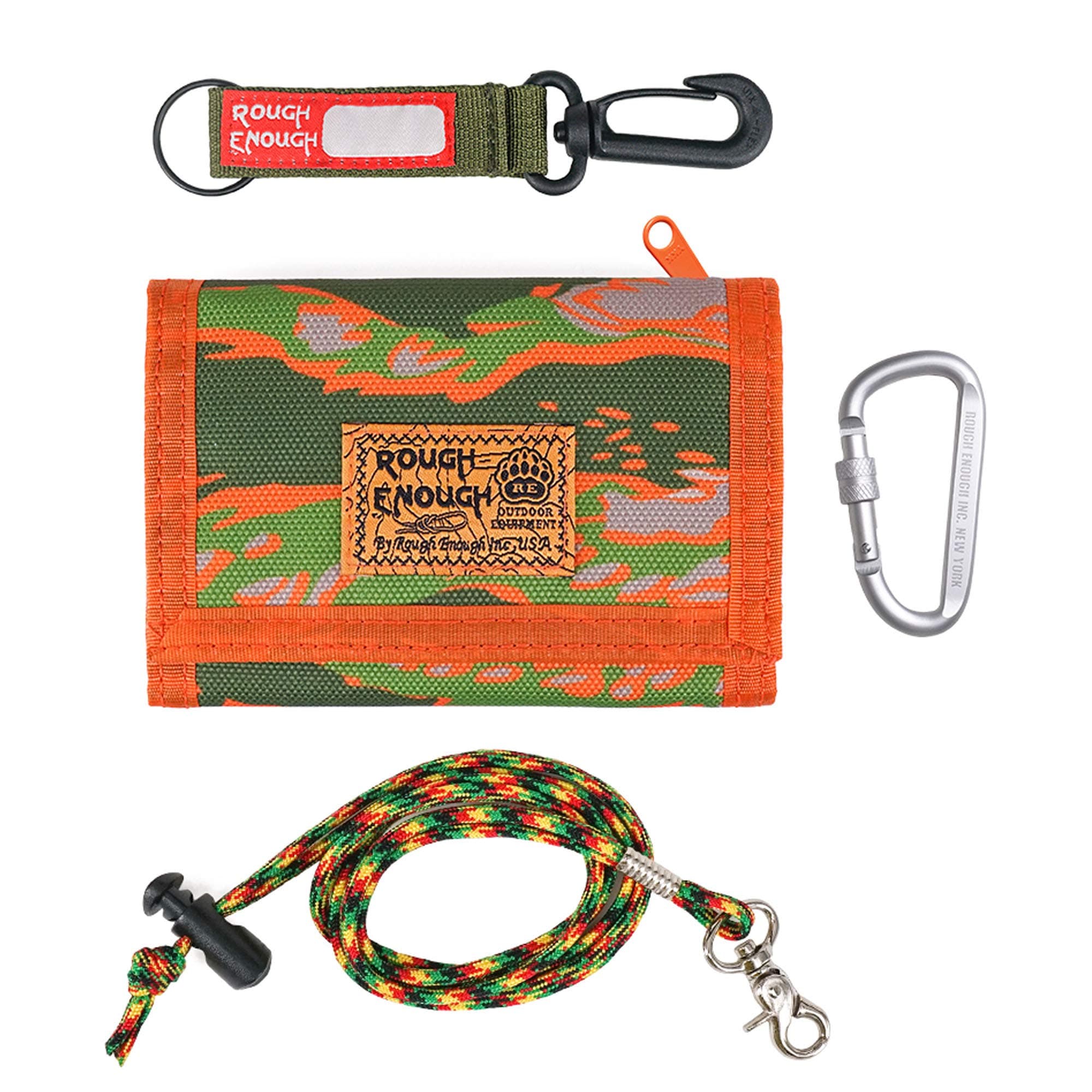RE ROUGH ENOUGH Kids Wallet for Boys Teens Wallets with Strap Lanyard Keychain Camo