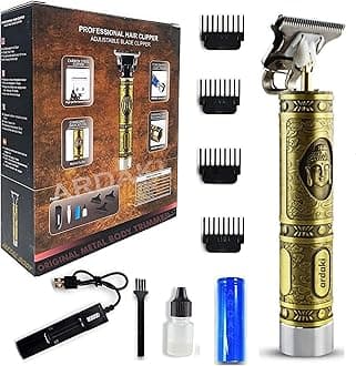 Beard Trimmer For Men, Professional Hair Clipper, Adjustable Blade Clipper and Shaver, Close Cut Precise Hair Machine, Body Trimmer (Metal Body), Gold
