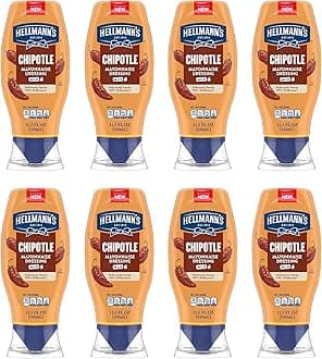 Hellmann's Mayonnaise Dressing 8 Count Mild Chipotle for Tacos, Grilled Chicken Sandwiches & More, with Real Ingredients & No Artificial Flavors, 11.5 oz